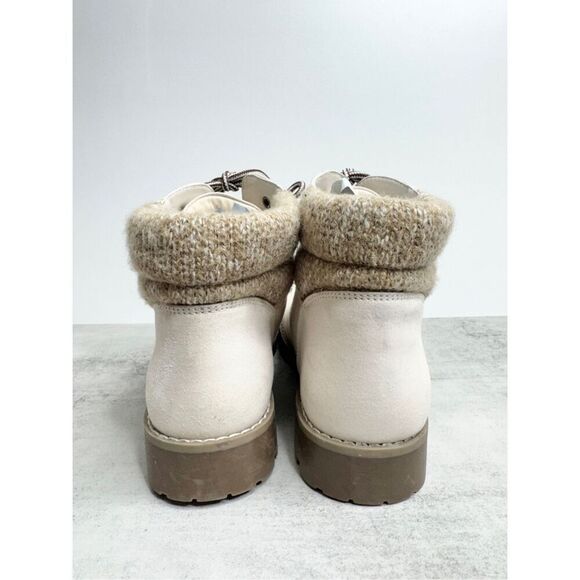 Cliffs by White Mountain Lace Up Boots Womens Size 8.5 Off White Knit Detail - Picture 4 of 6